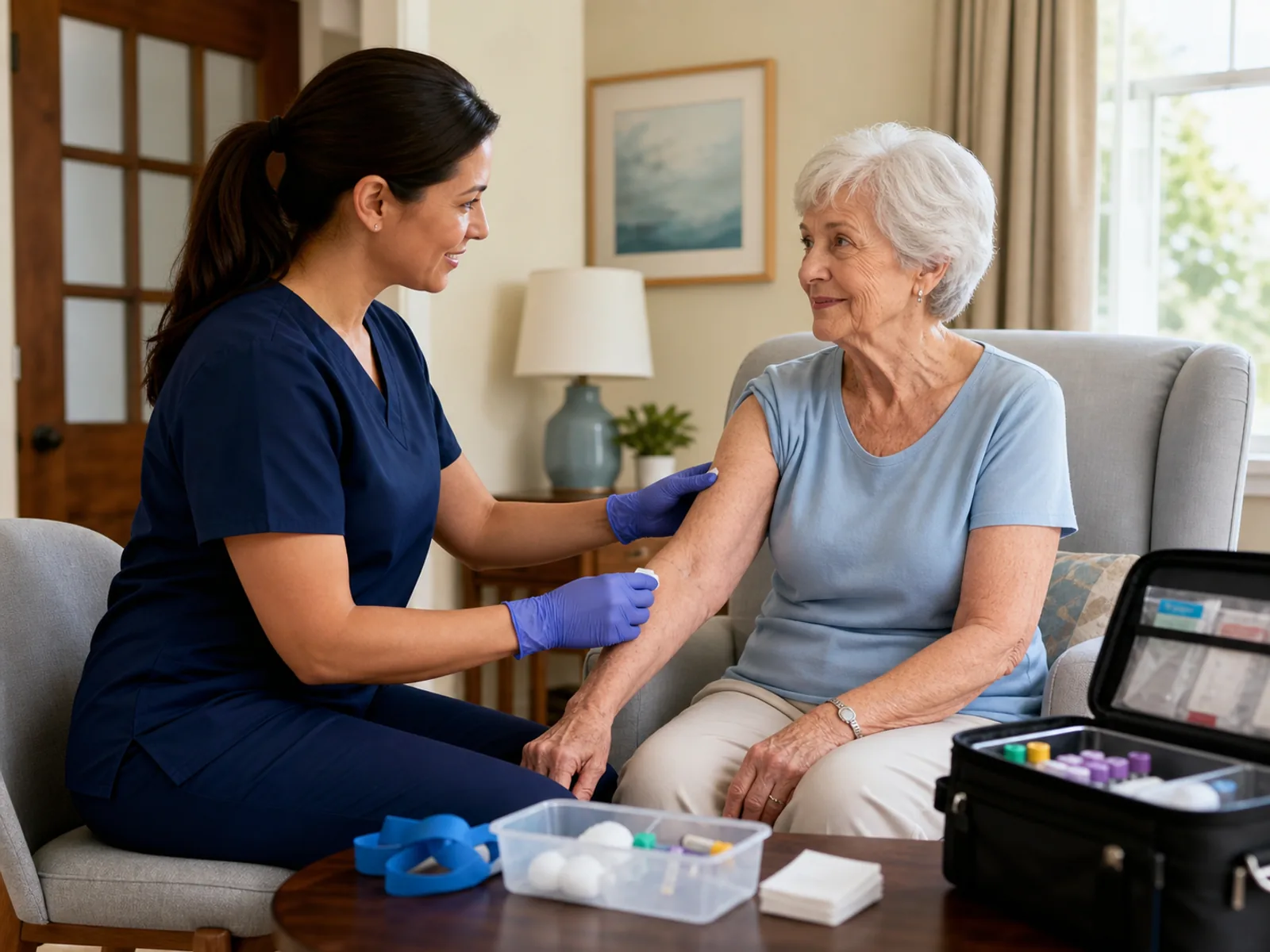 Mobile laboratory collection taking place during a visit in a patient's home