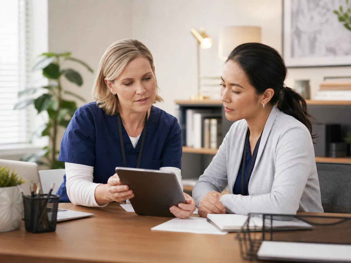 Home health care team coordinating communication and follow-up.